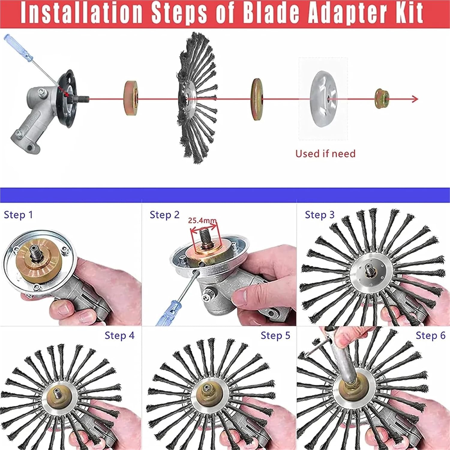 Steel Wire Grass Trimmer Head,Weed Wacker Blade 4 Inch Heavy Duty Steel Wire Wheel Brush Replacement Head - Compatible with Grass Trimmers, Cutters & Lawn Mowers(4 inch)