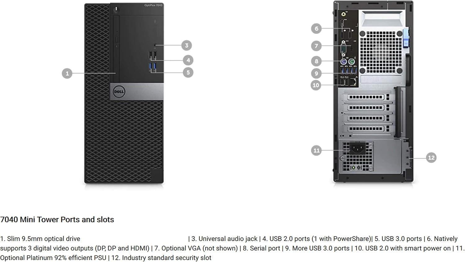 Amazon Com Dell Optiplex 7040 Mini Tower Desktop Pc Intel Quad Core I7 6700 4 0 Ghz 8gb Ram 256gb Nvme Ssd Hd Graphics 530 4k Displayport Hdmi Ac Wi Fi Bluetooth Windows 10 Pro Renewed Electronics