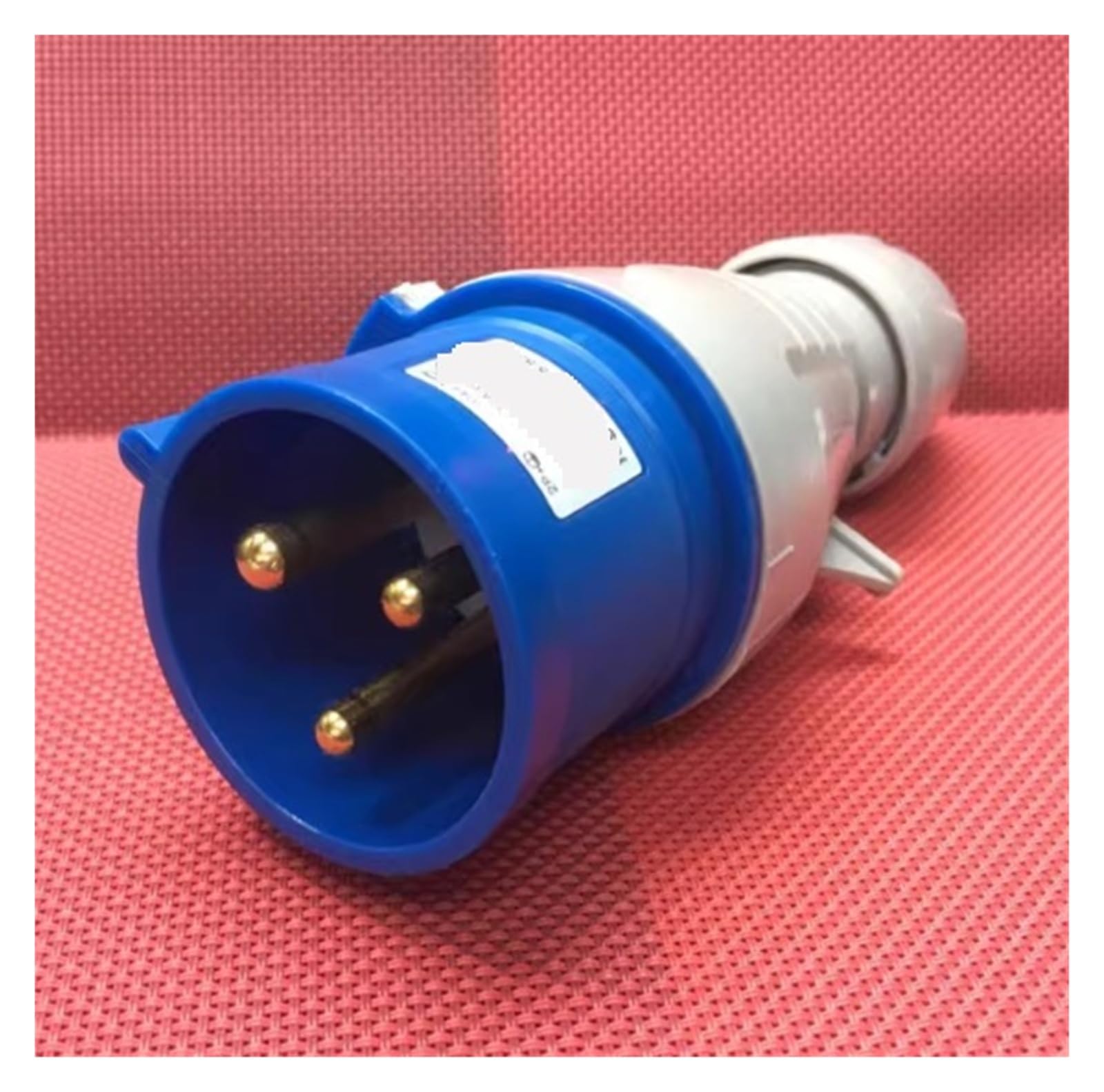 Conector industrial 3PIN 32A 220V IP44 de color azul y material plastico de gran resistencia