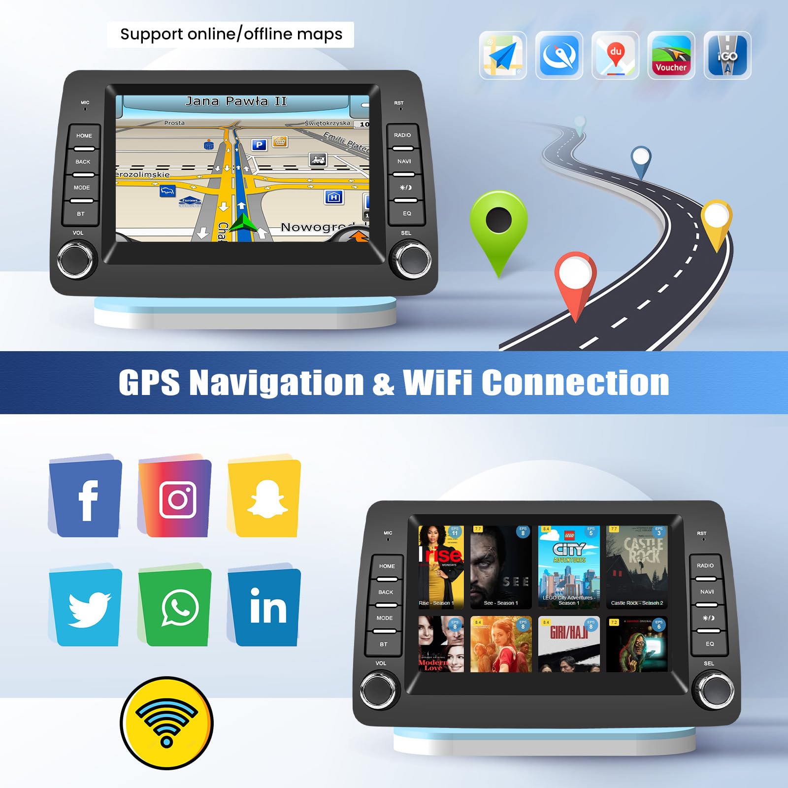 Autoradio per Fiat Panda 169, GOHHDL 2G+64G Radio per Fiat Panda 2002-2012 con Wireless Carplay Android Auto, 7 Pollici Autoradio Bluetooth Stereo Android con GPS WiFi GPS SWC FM RDS EQ Telecamera+Mic
