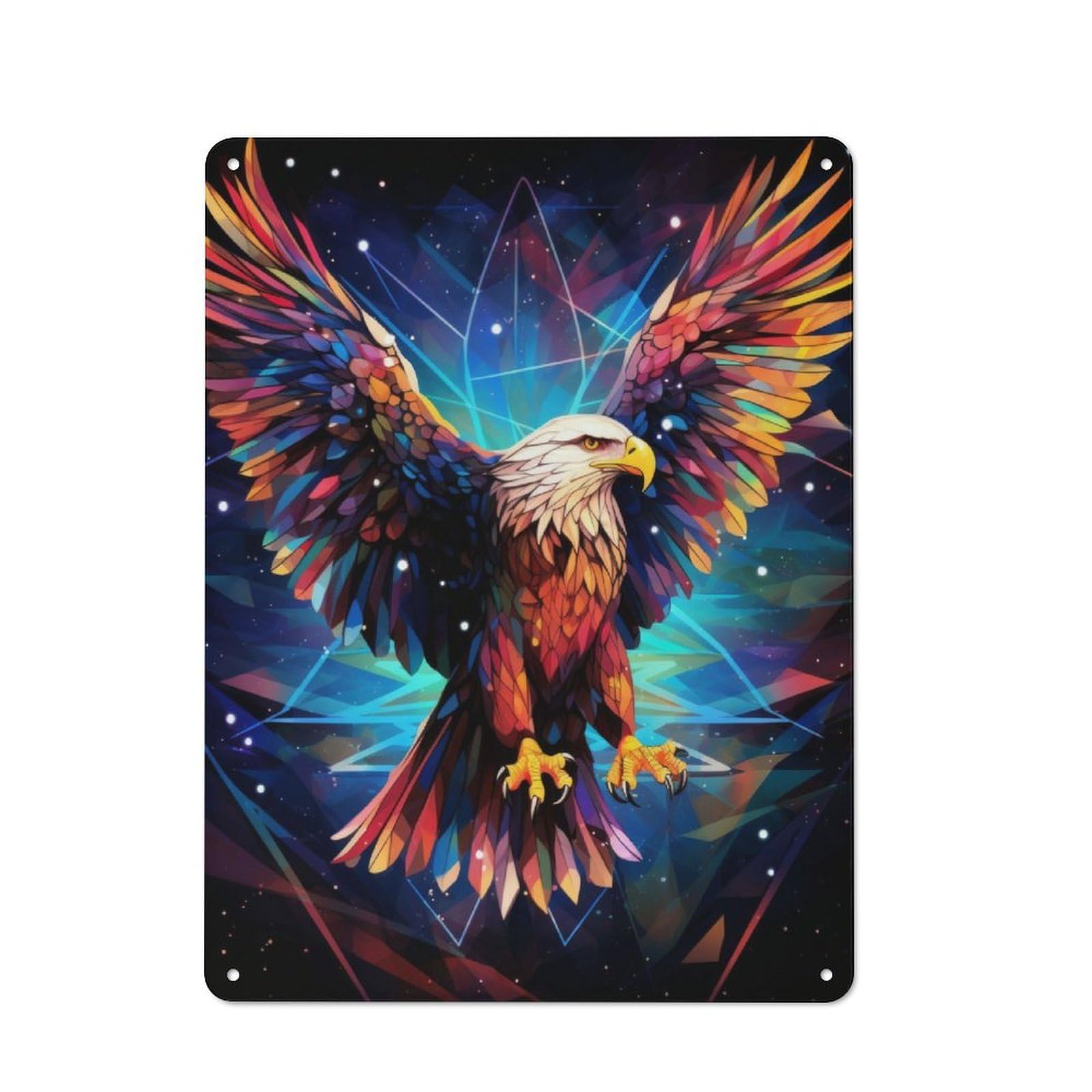 Junmoney Geometric Eagle Metal Plaque 40X30cm With For Workshop Wall, Retro Decor, For Garage, Workshop And Man Cave Decoration