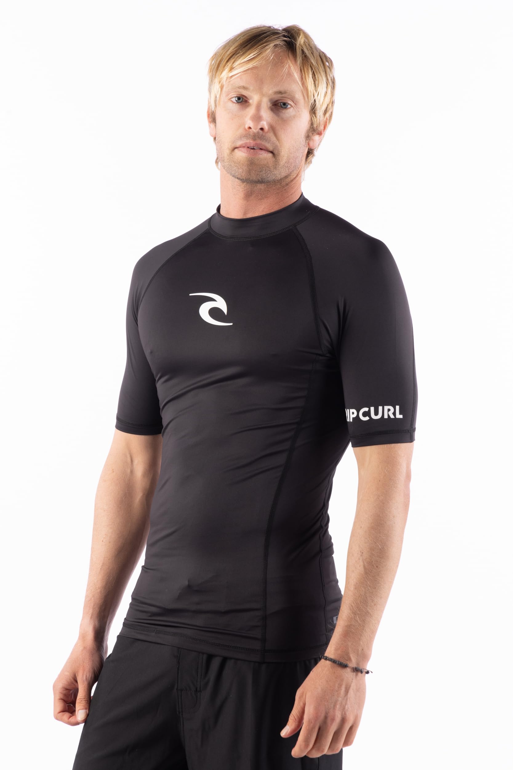 Rip Curl Men's Short Sleeve Rashguard-UPF 50+ Sun Protection Surf Shirt, Tight Fit Rash Vest