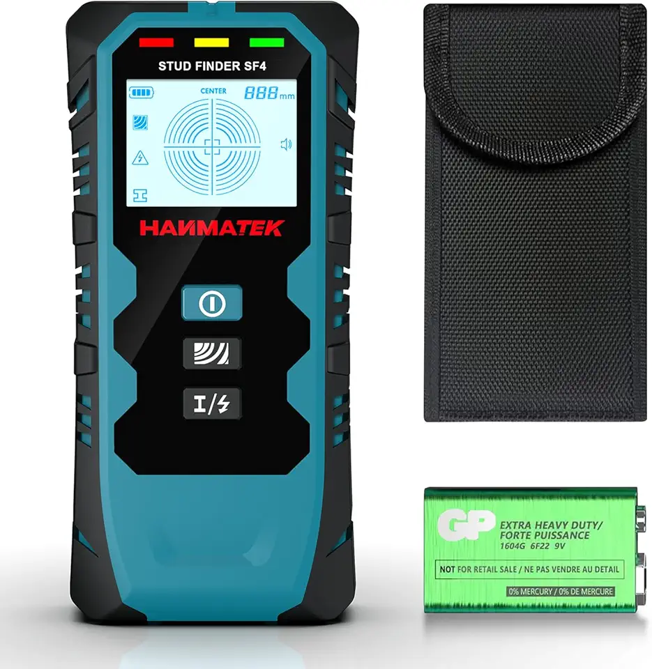 HANMATEK Scanner de parede com localizador de pinos, localizador multifuncional 5 em 1 com sensor inteligente atualizado, alarme de áudio, visor LCD HD, ferramenta localizadora de pinos para a borda