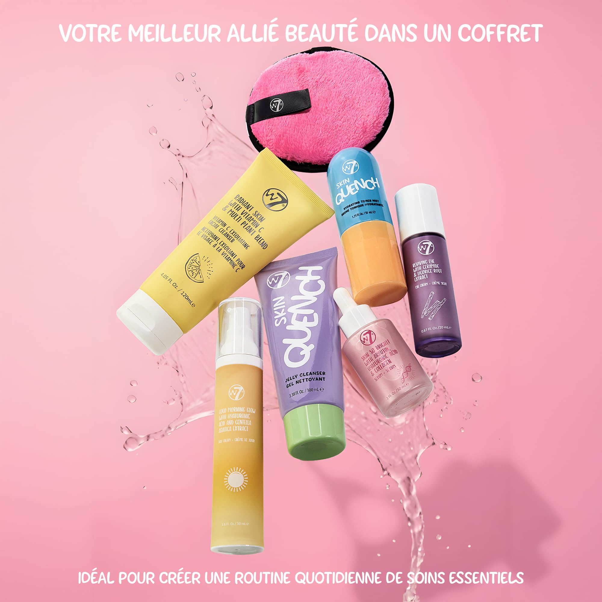 W7 Beauty Blast Skincare Secrets Coffret Cadeau | Crème de Jour, Sérum, Nettoyants, Brume, Crème Yeux, Lingettes