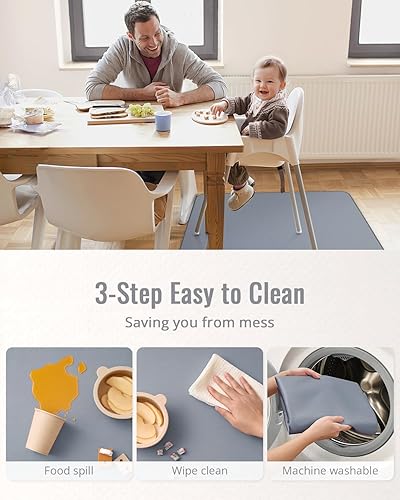 Miniatura 5 de Blissful Diary Tapete para salpicaduras de bebé para debajo de la silla alta, 50.4 x 50.4 pulgadas, tapete lavable para salpicaduras, impermeable y