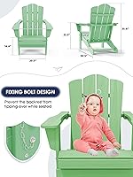 Vista 25 de KINGYES - Silla Adirondack plegable, sillas de patio de polietileno de alta densidad para todo tipo de clima, silla de césped con textura de madera
