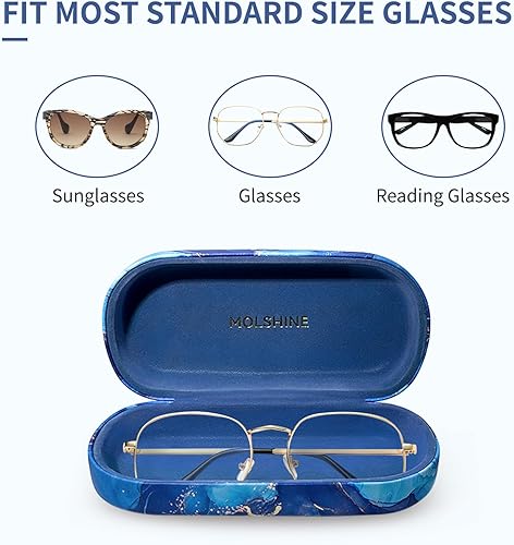 Miniatura 3 de molshine Estuche rígido de cuero para lentes de sol, funda clásica para gafas grandes para mujeres y hombres,Gafas de sol