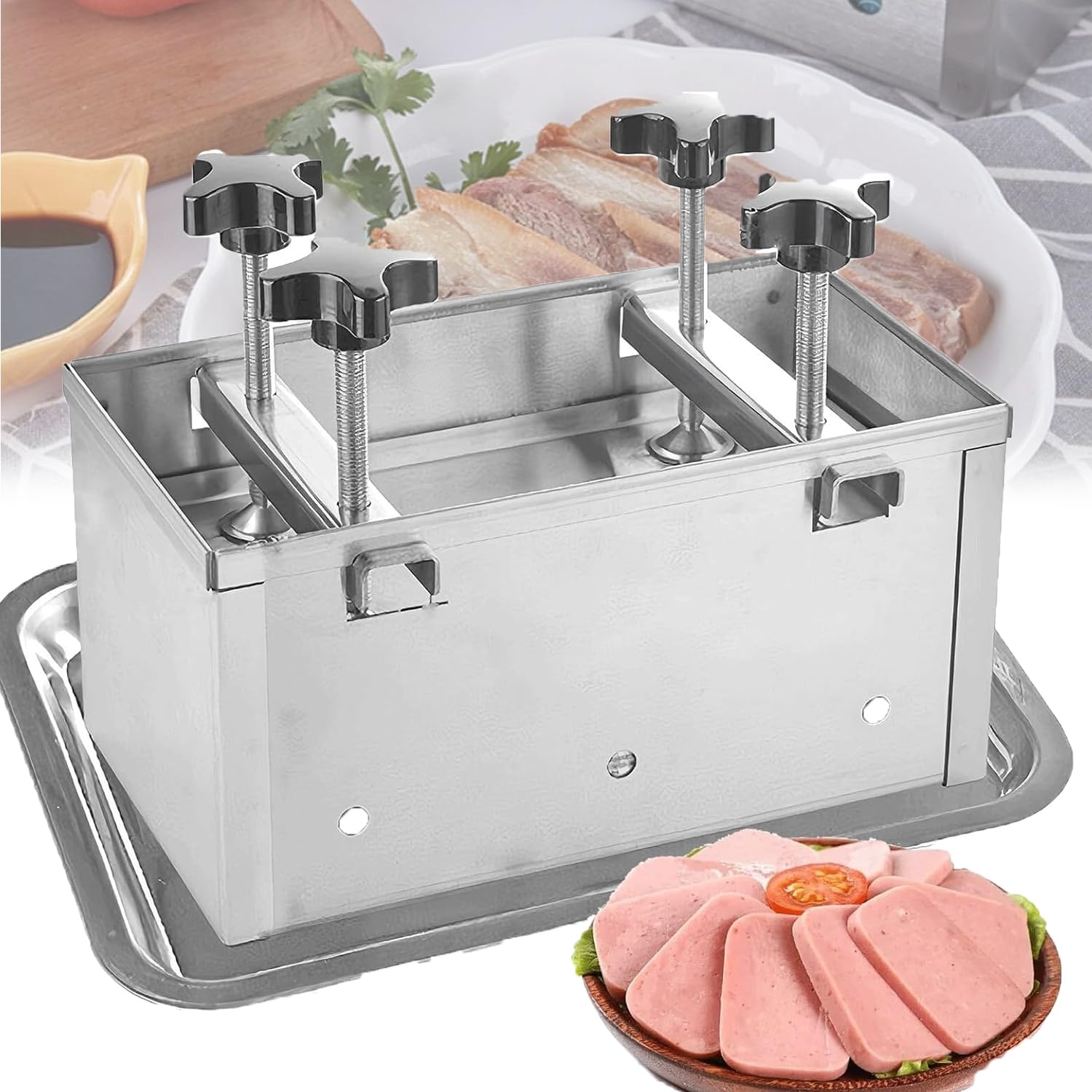 Pudełko do wyciskania mięsa szynkowego, narzędzie do prasowania 3 kg z podwójną śrubą, przyjazna dla zamrażarki taca na zupę do wypchanych hamburgerów, suwaków i gotowania grilla