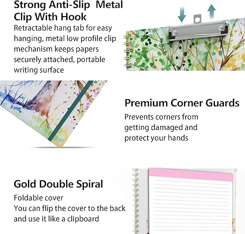 Miniatura 3 de Carpeta portapapeles con bloc de notas recargable forrada para tamaño carta (11 x 8.5 pulgadas), 5 divisores con almacenamiento de 10 bolsillos,