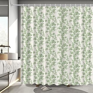 MEHOFOND Green Vintage Floral Shower Curtain Spring Cottagecore Shower Curtain for Bathroom Farmhouse Country Toile Botanical Bathtub Decor Fabric Waterproof Bath Curtain with 12 Hooks 72x72 Inch