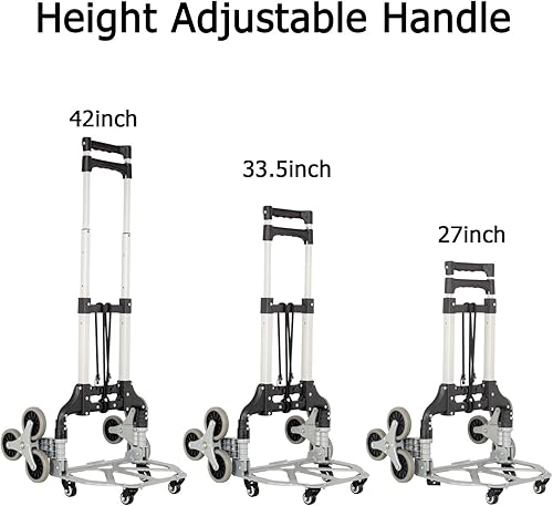 Miniatura 5 de FULLWATT - Carretilla de mano plegable de 264 libras de capacidad, de aluminio con mango telescópico y ruedas de goma