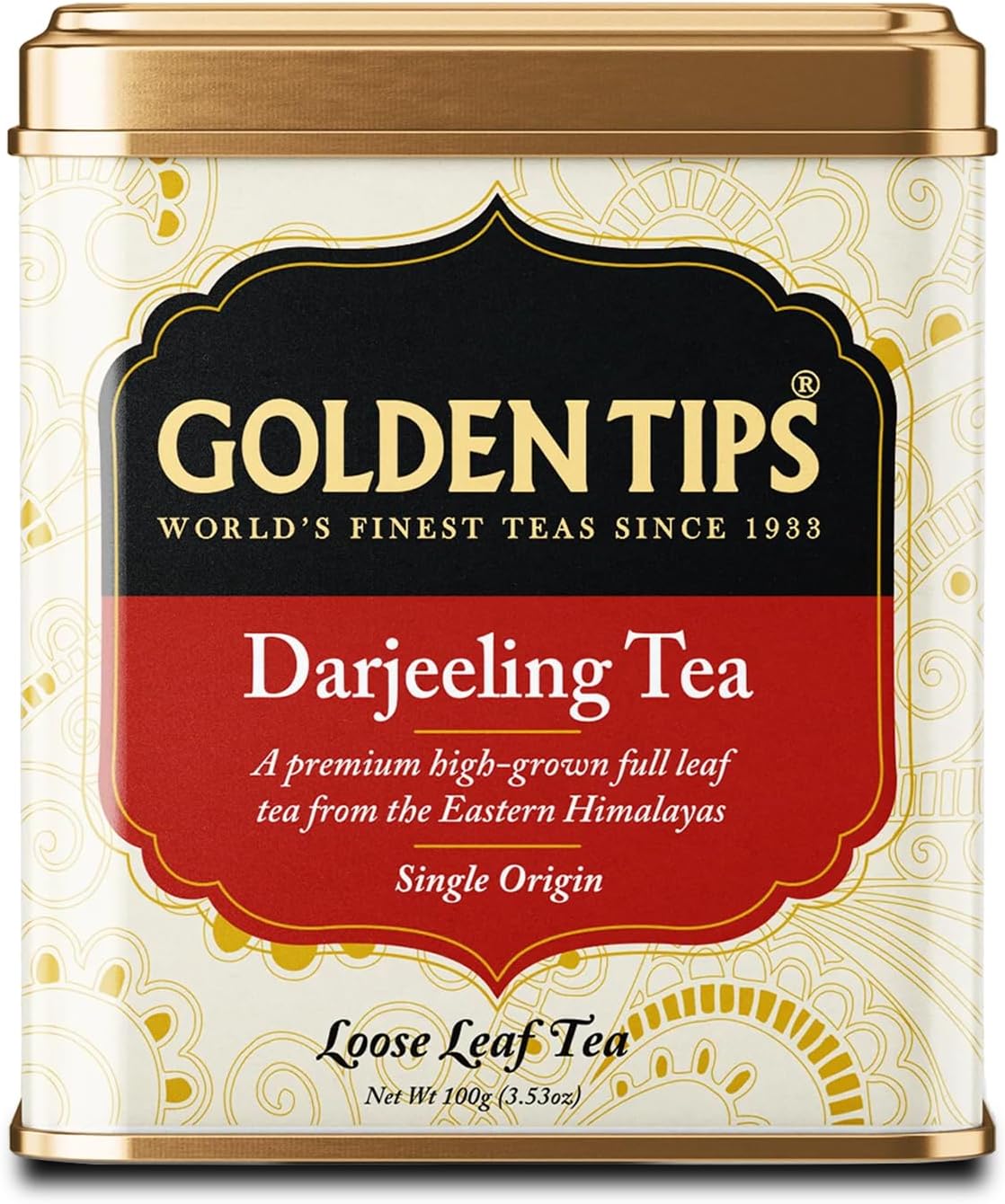 Golden Tips Pure Darjeeling Single Origin Black Tea Tin Can ( 100 Gram / 50 Cups )