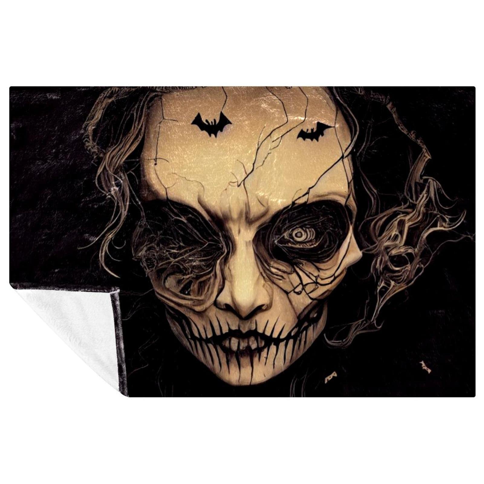 Couverture douce d'Halloween pour lit et canapé, plaid chaud visage de sorcière 150 x 100 cm