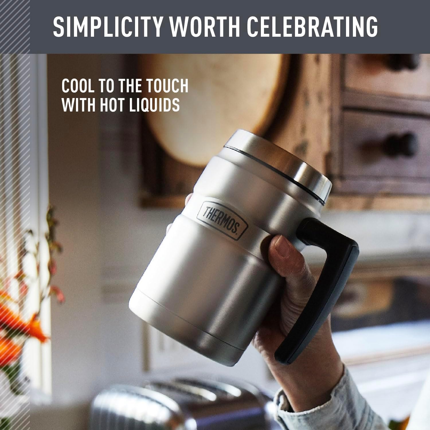 Thermos Stainless King 16 Ounce Coffee Desk Mug, Matte Steel - Image 3