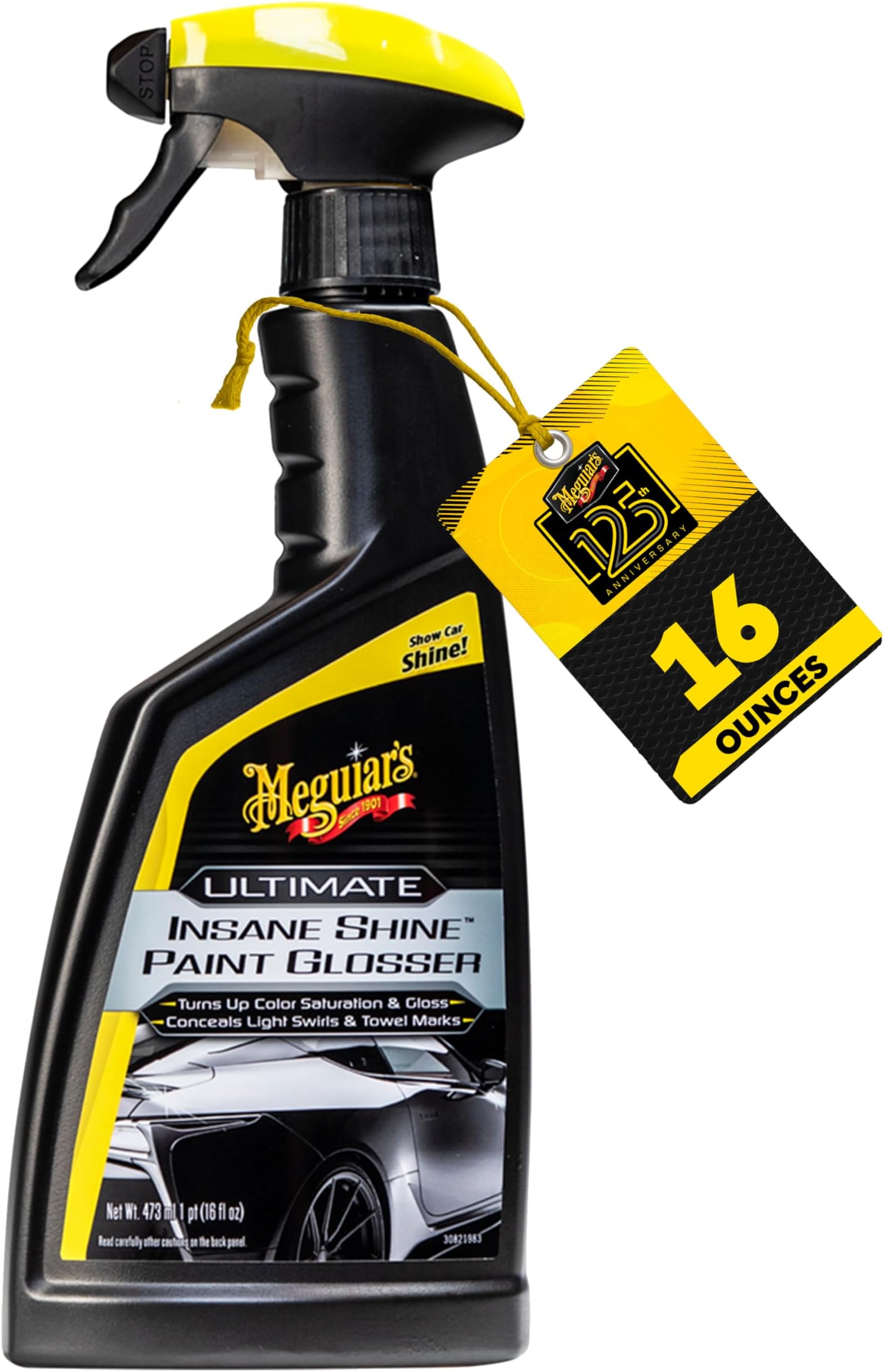 Ultimate Insane Shine Paint Glosser, Easy-to-Use Spray On and Wipe Off Product to Minimize Swirls and Enhance Glossy Paint Using Specialized Polymers, 16 Oz Spray Bottle
