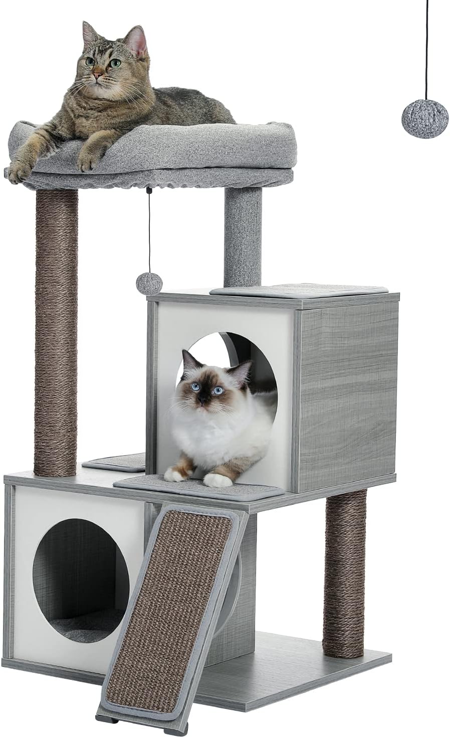 Feandrea 86 cm Cat Tree, Medium Cat Tower with 3 Beds and Cave, Cat