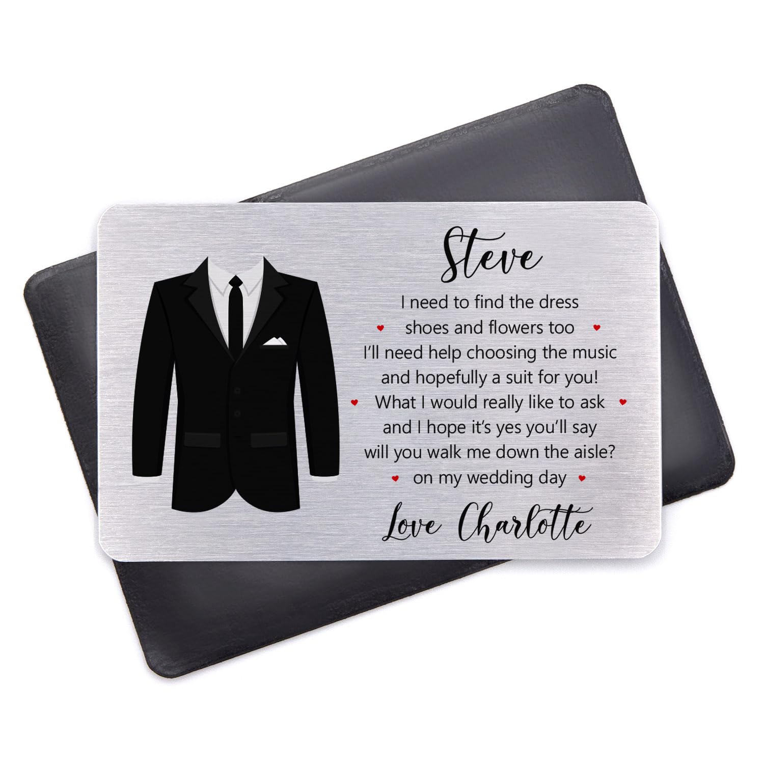 Beecreative Step Dad Will You Walk Me Down The Aisle Wallet Card - Dad, Grandad, Brother Wedding Proposal - Wallet Card With Holder