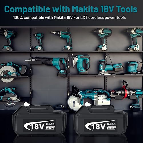 Miniatura 9 de TREE.NB Paquete de 2 baterías de repuesto de 6.0Ah para Makita de 18 V compatibles con baterías Makita de 18 voltios BL1860 BL1850 BL1840 BL1835