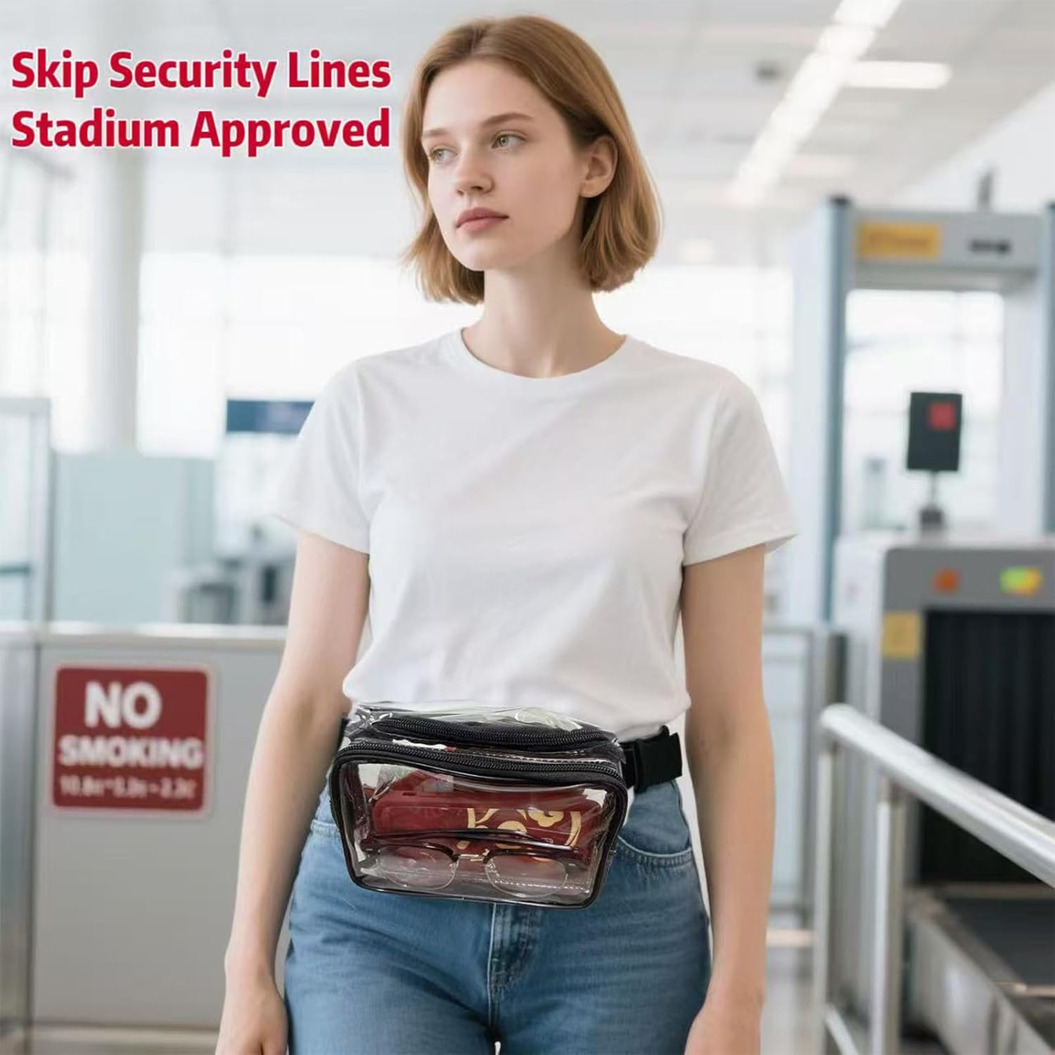 Clear Fanny Pack Stadium Approved, Clear Bag for Stadium Events Crossbody Belt Bag for Women Men Transparent Waist Pack, Black - Image 2