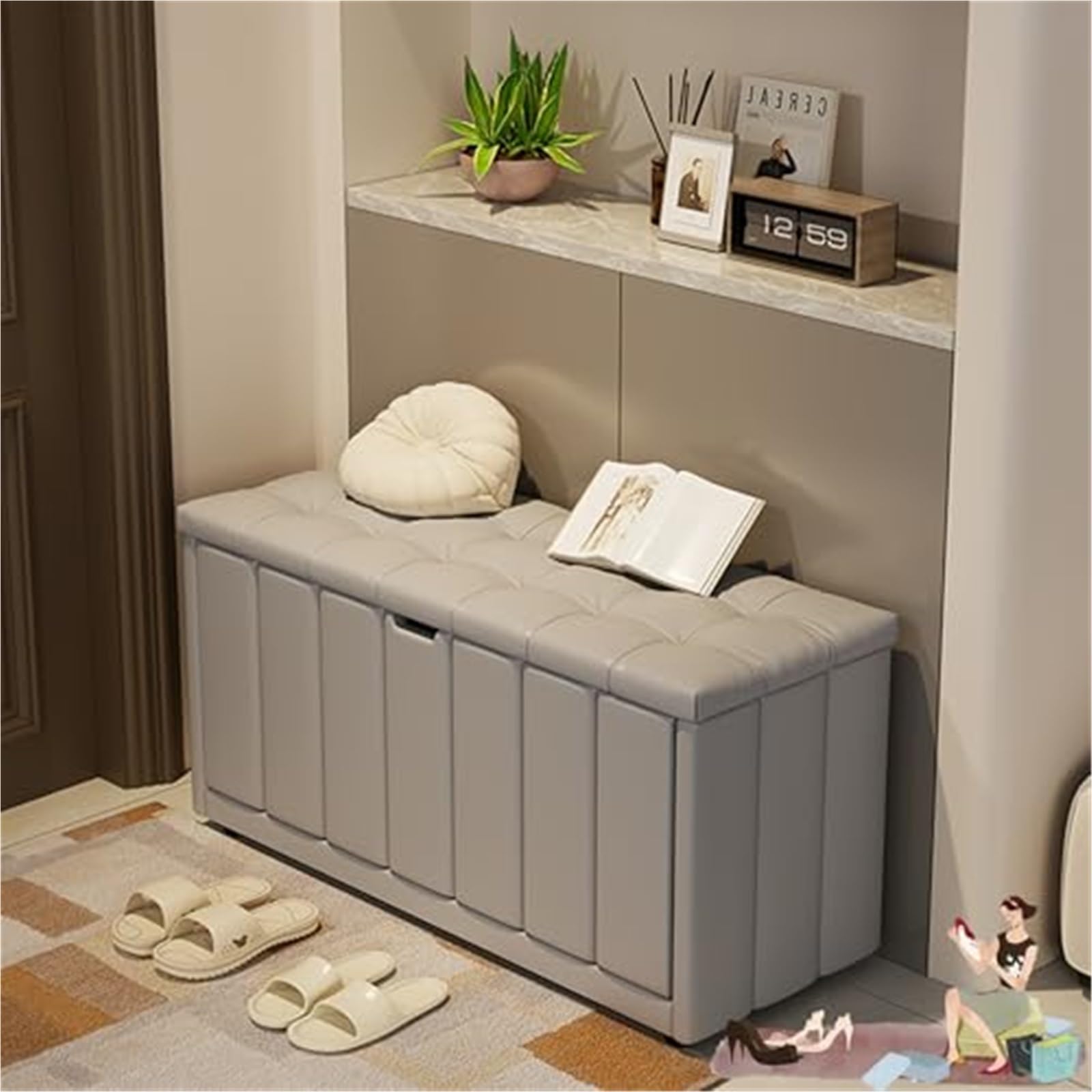 Banc de rangement à chaussures pour libérer l'espace et ranger le couloir