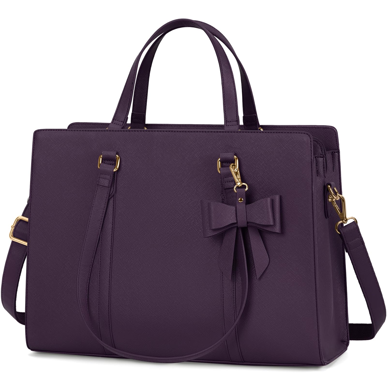 NEWHEY Borsa Donna Tote in Pelle PU Grande per Università e Lavoro - Porta PC 15.6 Pollici a Spalla con Tracolla Viola