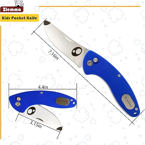 Miniatura 7 de ZLemma Cuchillo de bolsillo para niños con clip y punta redondeada segura para el primer cuchillo de niño, cuchillos plegables de iniciación para