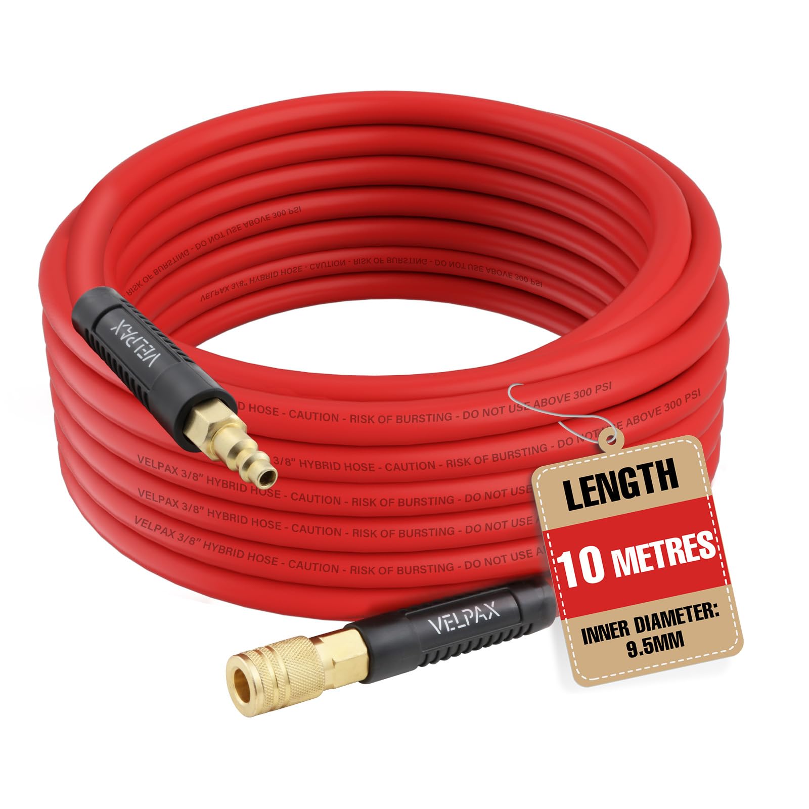 Hybrid Air Hose, 9.5mm I.D. x 15mm O.D. by 10m, 300 PSI Working Pressure