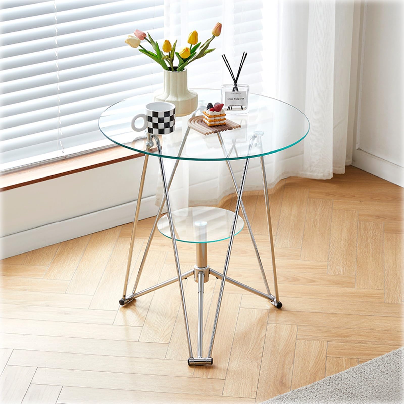 Tablero De Vidrio Templado - Tablero De Vidrio Almohadillas Antideslizantes Bandeja Giratoria Plato De Vidrio For Servir, Mesa De Comedor, Mesa De Café, Escritorio De Oficina(55CM(21IN))