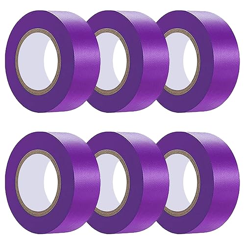 Miniatura 144 de Paquete de 10 cintas de señalización roja, rollo de marcado de neón de cinta de plástico no adhesivo, 1 pulgada x 2000 pies, cinta de marcado