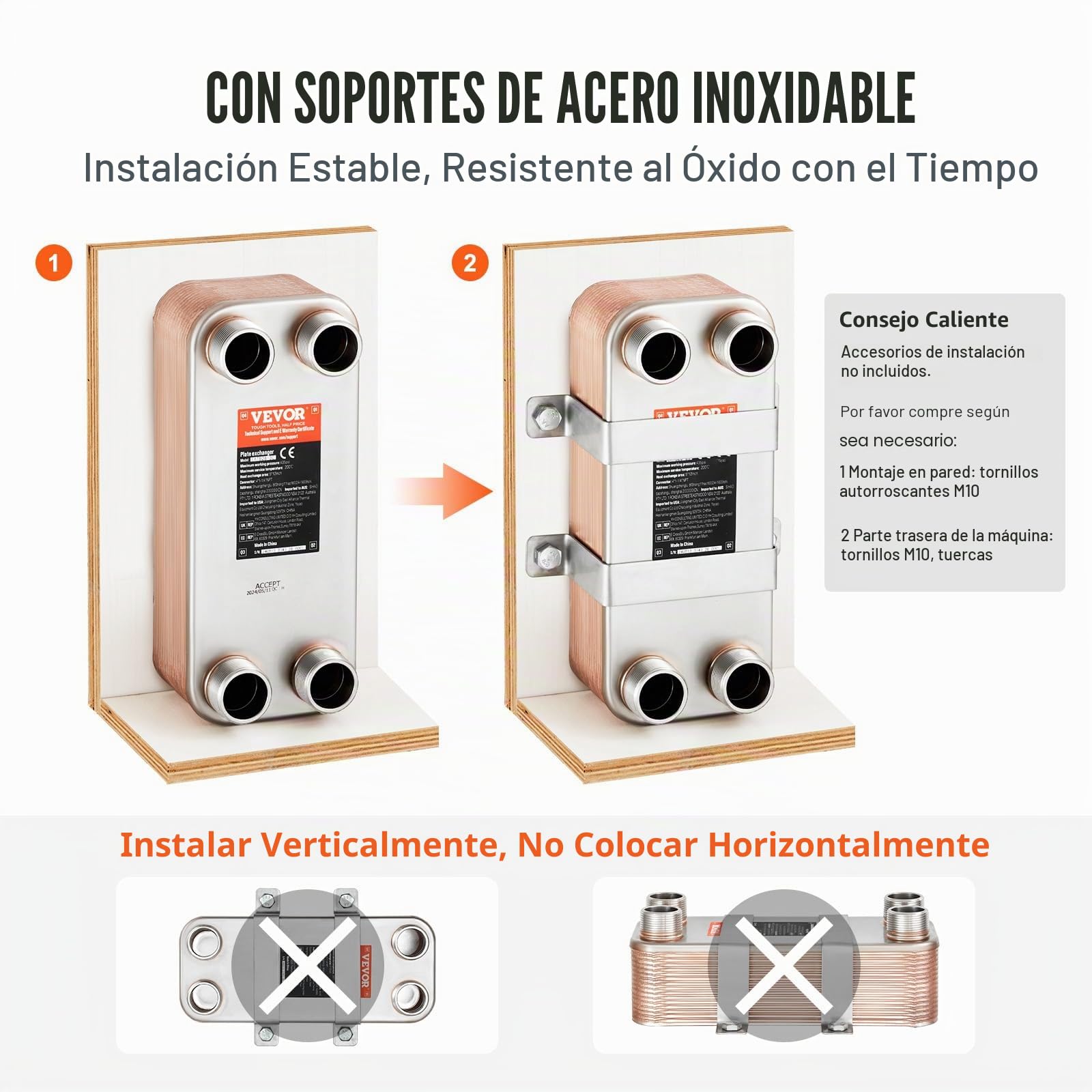 VEVOR Intercambiador de calor de 30 placas soldadas de acero inoxidable 316L de 5 x 12 pulgadas