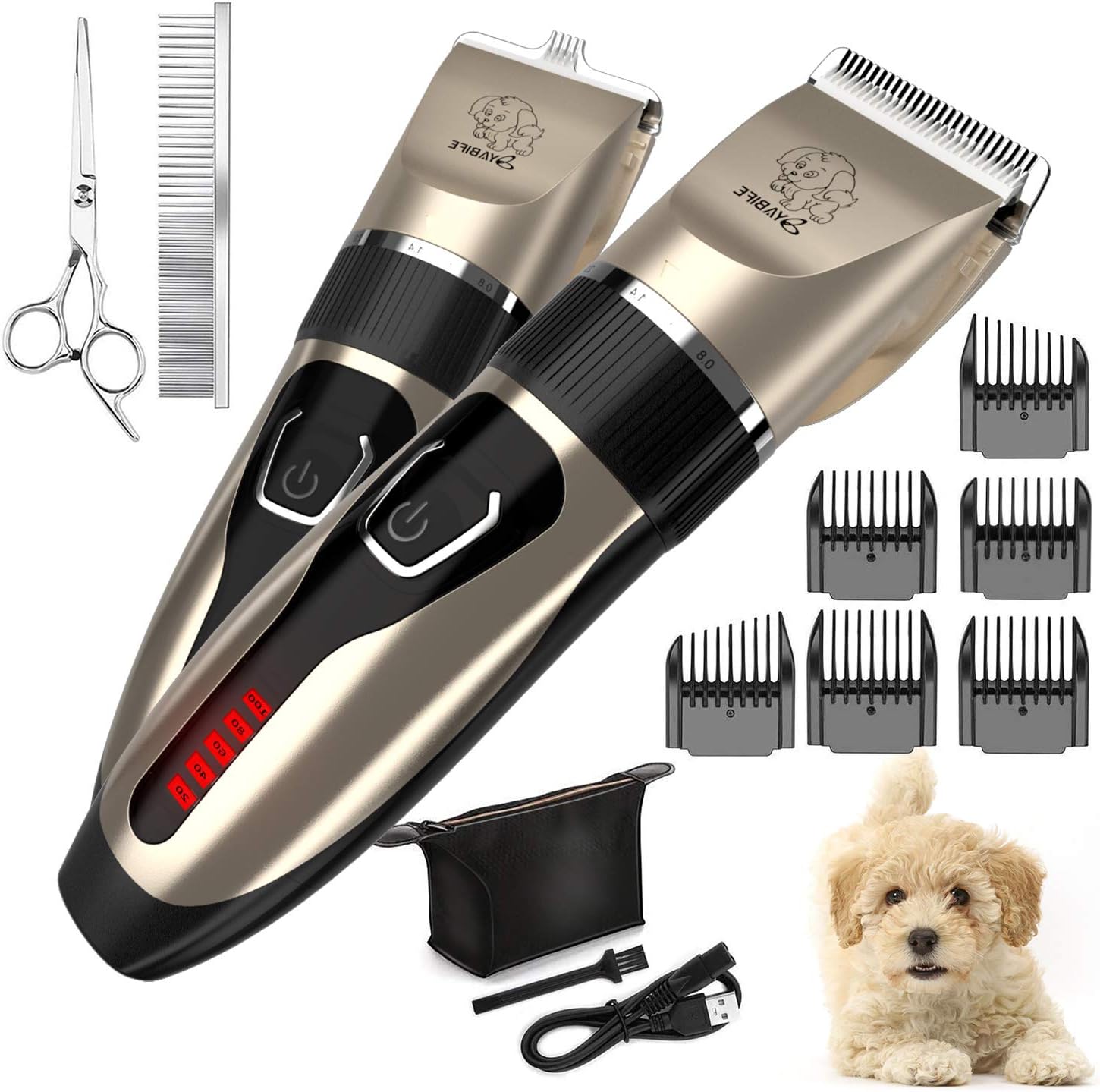 Lugarts Dog Clippers for Grooming, 2 in 1 Dog Grooming Kit, Cordless Dog Trimmer for Small and Big Dogs, Cats, Rabbits, Suitable for…