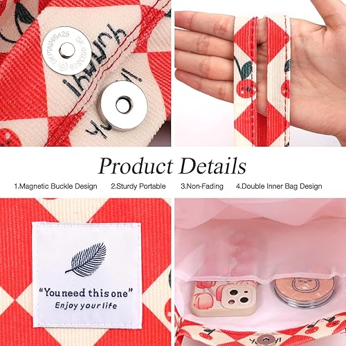 Vista 181 de Tote - Bolsa de hombro reutilizable de pana de gran capacidad con bolsillos interiores para mujeres y niñas Rayas