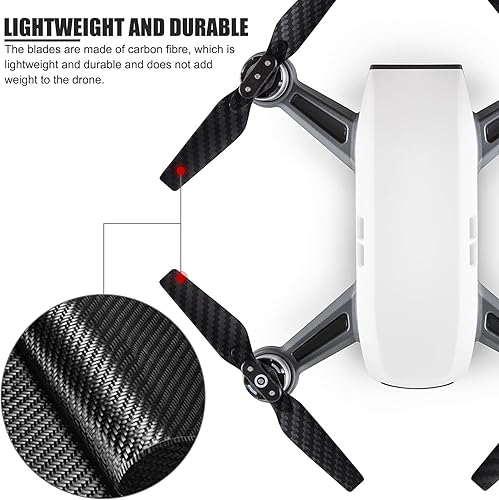 Miniatura 5 de EVTSCAN DJI Spark - Cuchillas de hélice de fibra de carbono, 2 pares de hélices plegables de fibra de carbono, accesorio para drone Quadcopter para