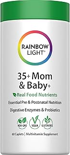 Rainbow Light 35+ Mom & Baby + Multivitamin | 60 Caplets | Prenatal and Postnatal Nutrition | Real Food Nutrients, Digestive Enzymes & Probiotics | Essential Vitamins and Minerals for Women