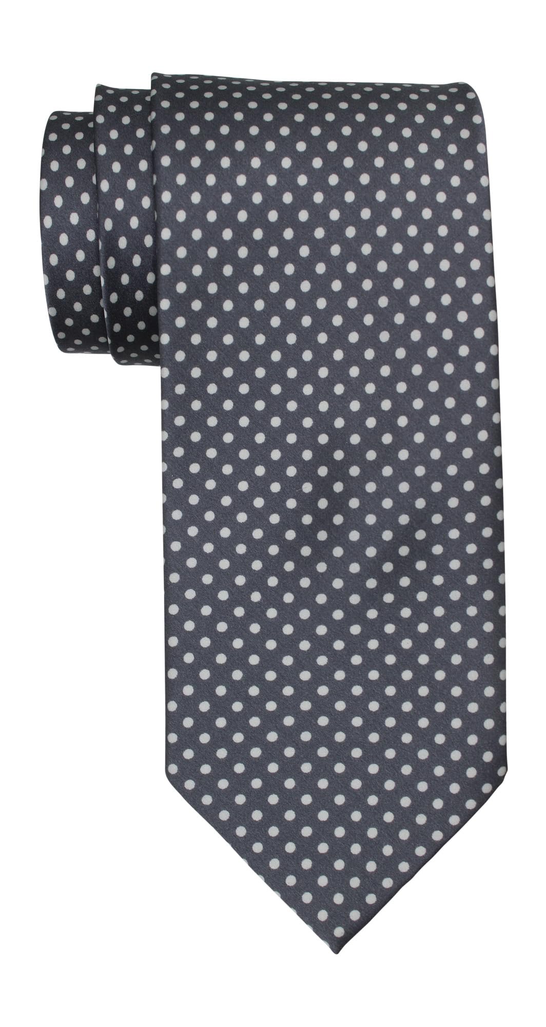 Italo Ferretti Satin-Krawatte, Grau mit Punkten, Grau, about 3 1/4 inches wide