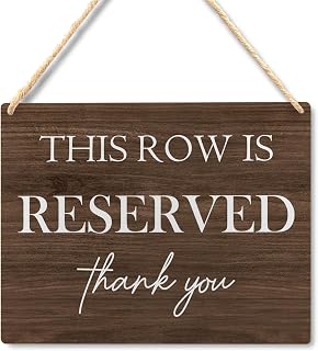 Ryeolo Reserved Row Signs for Wedding - Wood Hanging Seating Signs for Chairs, Rustic Decorations, 10.2x7.8 Inches