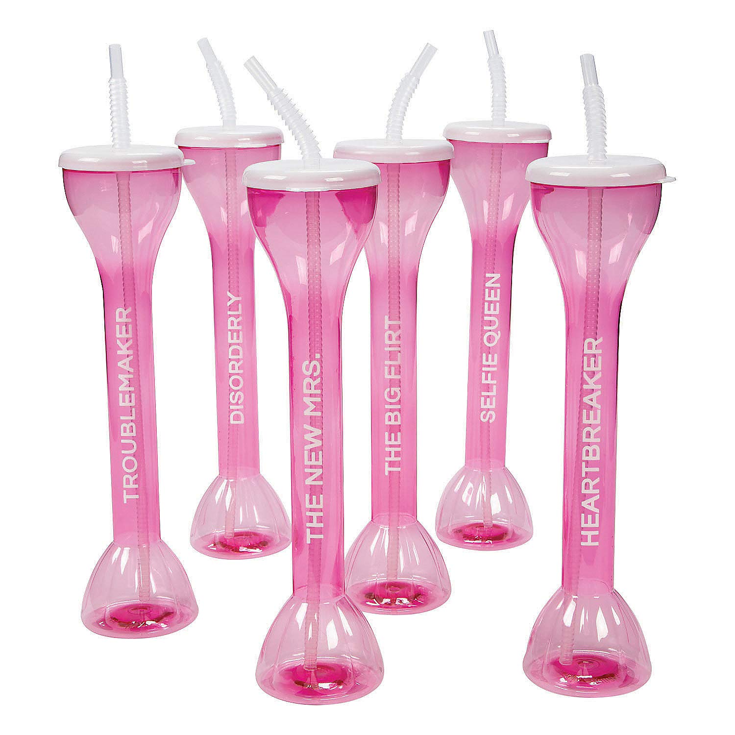 Bridal Party Plastic Yard Glasses - 6 count
