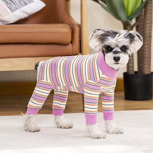 Miniatura 9 de Traje de recuperación a rayas para perro, mameluco para después de la cirugía, para perros machos, perros, gatos, pijama de manga larga, traje de