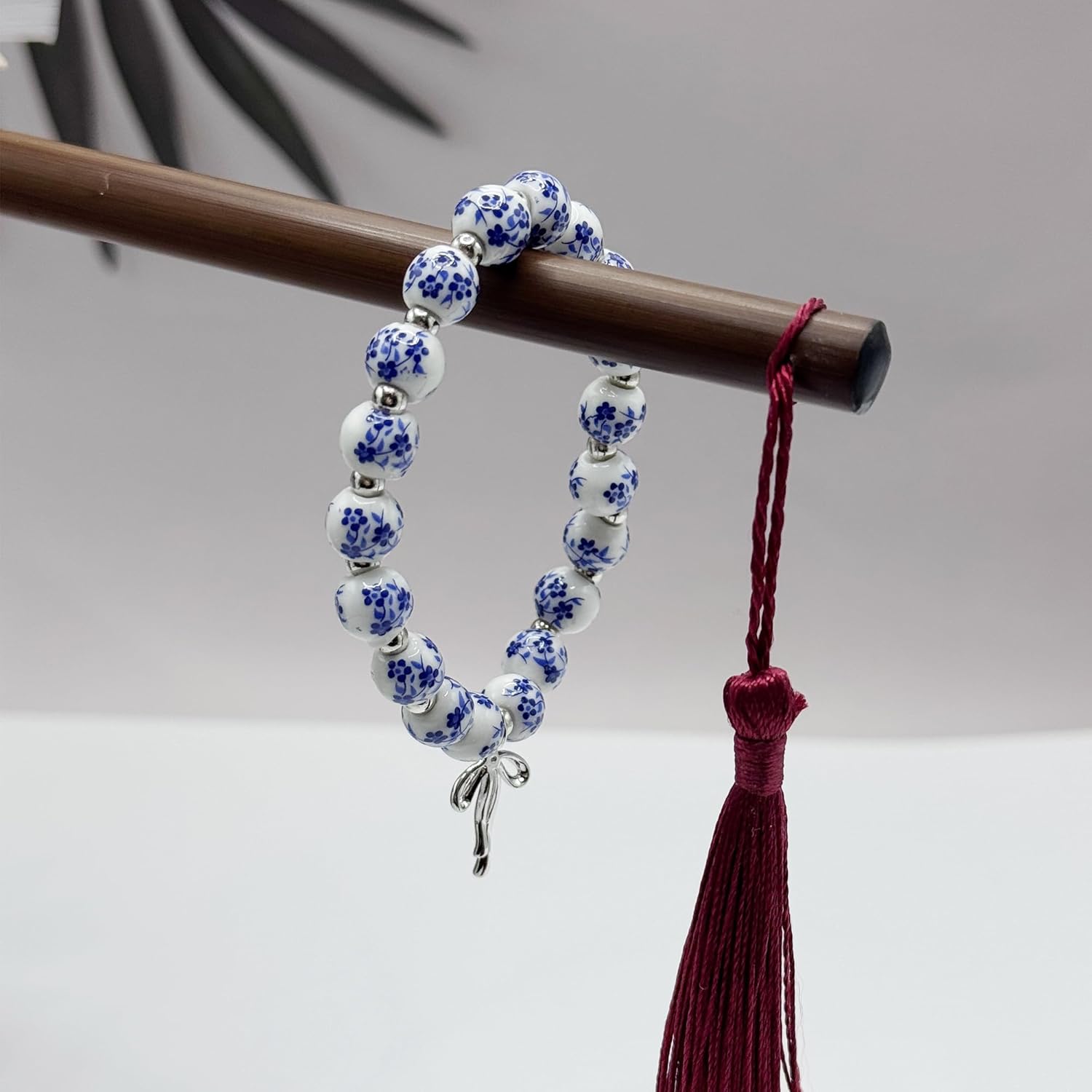 Vintage Beaded Charm Bracelet for Women - Handmade Stretch Floral Bow Design, Dainty Jewelry Gift for Her, Adjustable Romantic Bracelets for Everyday Wear - Image 3