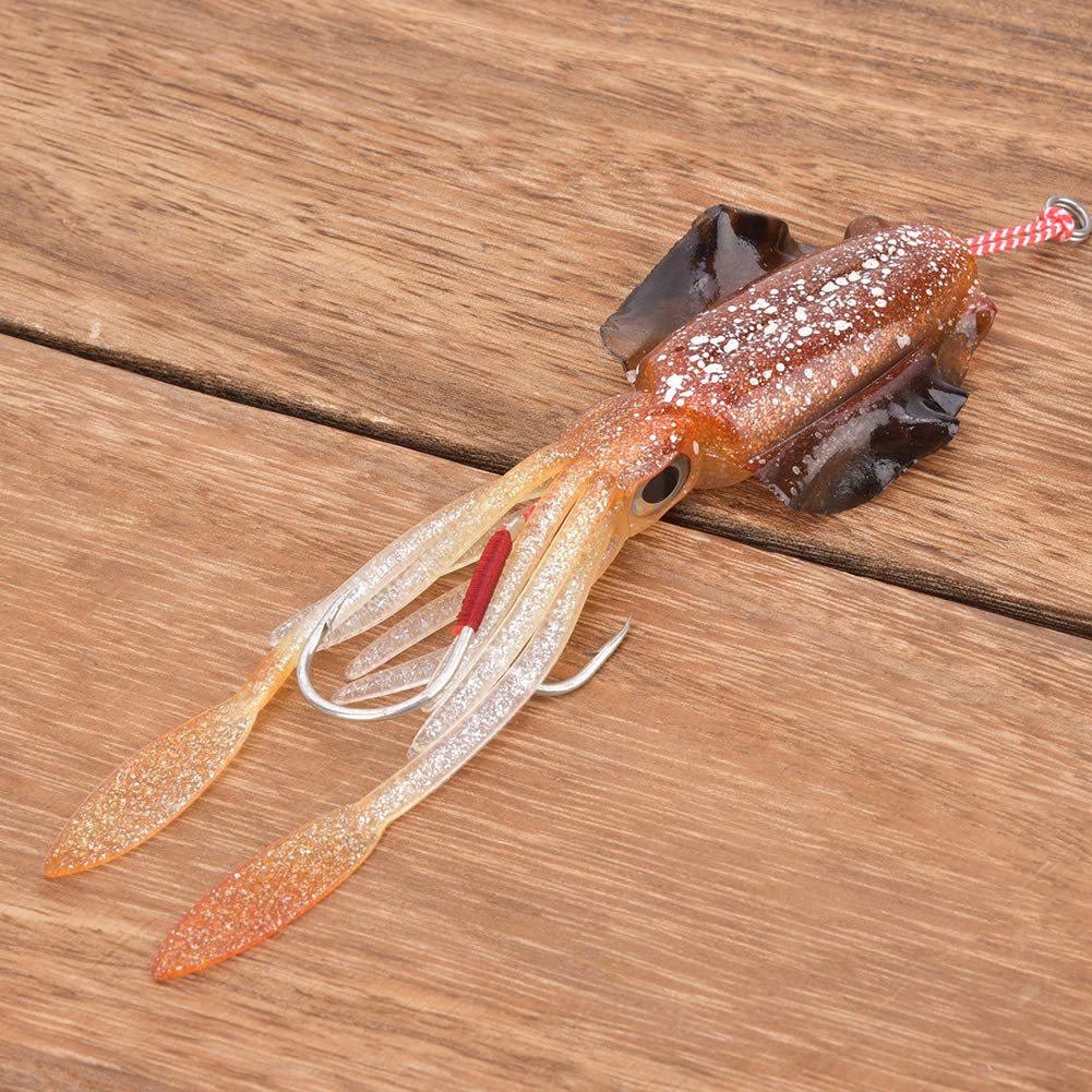 Appât de Pêche au Calmar aux Yeux 3D, Leurre de Poulpe 15.3 cm / 60g, Faux Appât pour Mer/Eau Douce (2#)