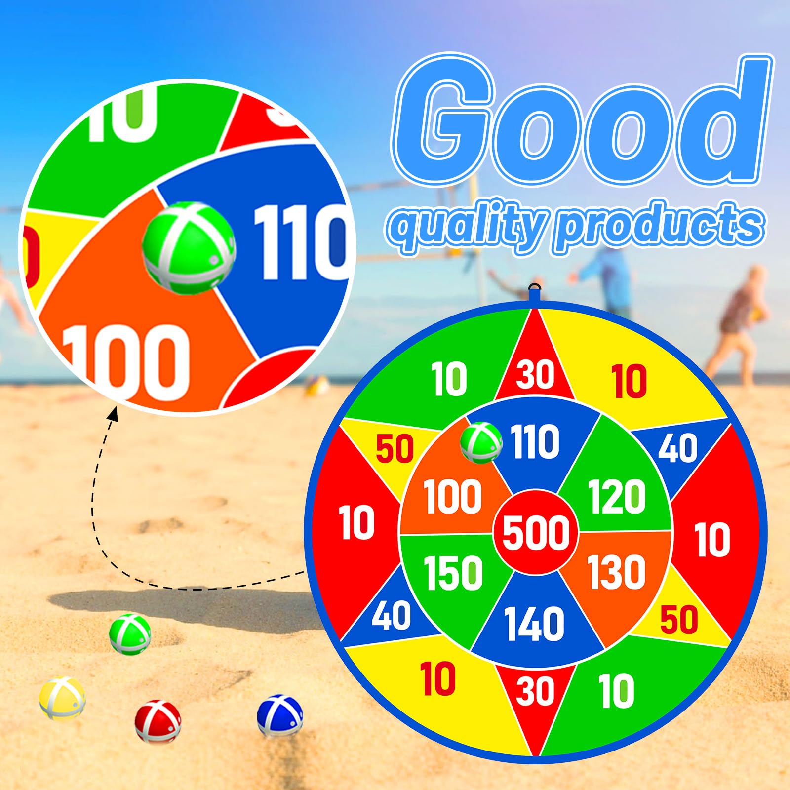 Lbsel 25.5" Grande Bersaglio per Freccette per Bambini con 12 Palline adesive per Interni ed Esterni, Divertente Gioco per Feste, Idee Regalo per Ragazzi e Ragazze 3 4 5 6 7 8 9 10 11 12 Anni(65cm)