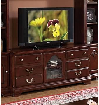 【ACME FURNITURE】 GRANDVIEW TV SHELF ACME FURNITURE Cargo Traditional Red Tv Stand (Accommodates