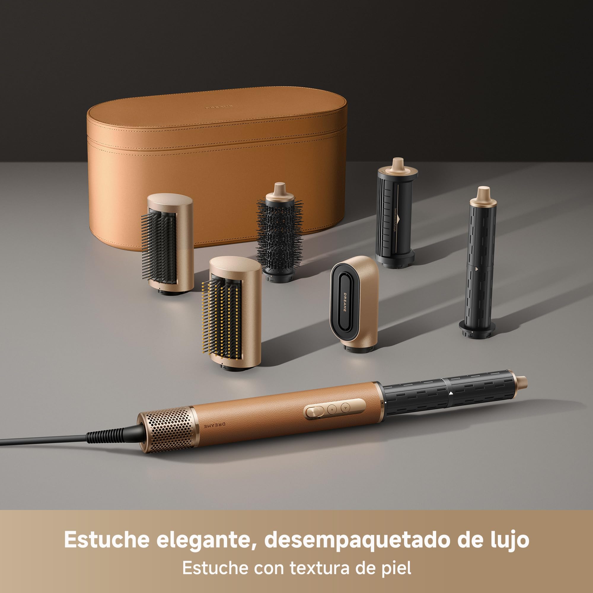 DREAME AirStyle Pro 7-in-1 Haarstyler - schnell trocknend, 2 Aufsätze für Locken, Volumen, Glättbürste, Frizz-Reduzierung, Lederset und Luftstrom-Design