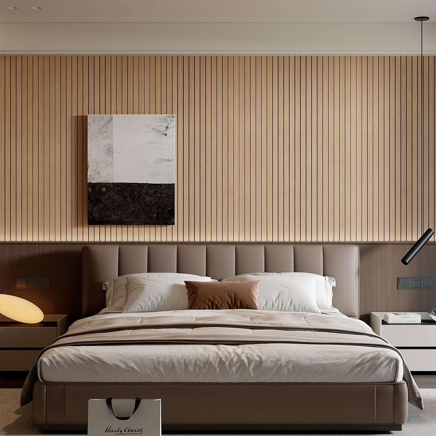 YU LI 3DH Panneau mural à coller PVC à lattes 300 x 40 cm - Papier peint autocollant imitation épais en bois de chêne faux 3D - Panneaux muraux insonorisants pour murs et plafonds