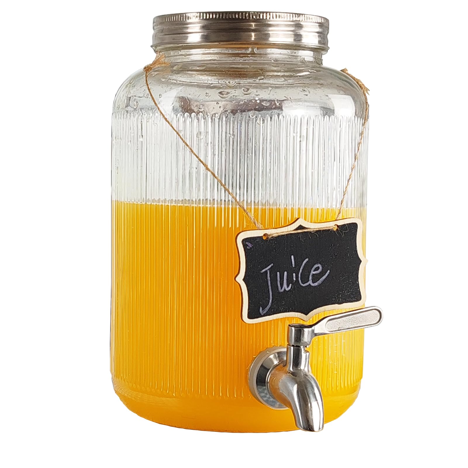Jarra de cristal para bebidas de 3,8 litros con grifo, de acero inoxidable, para agua, zumo, té del sol, cerveza Kombucha y otros dispensadores de bebidas, vino, transparente, fiesta