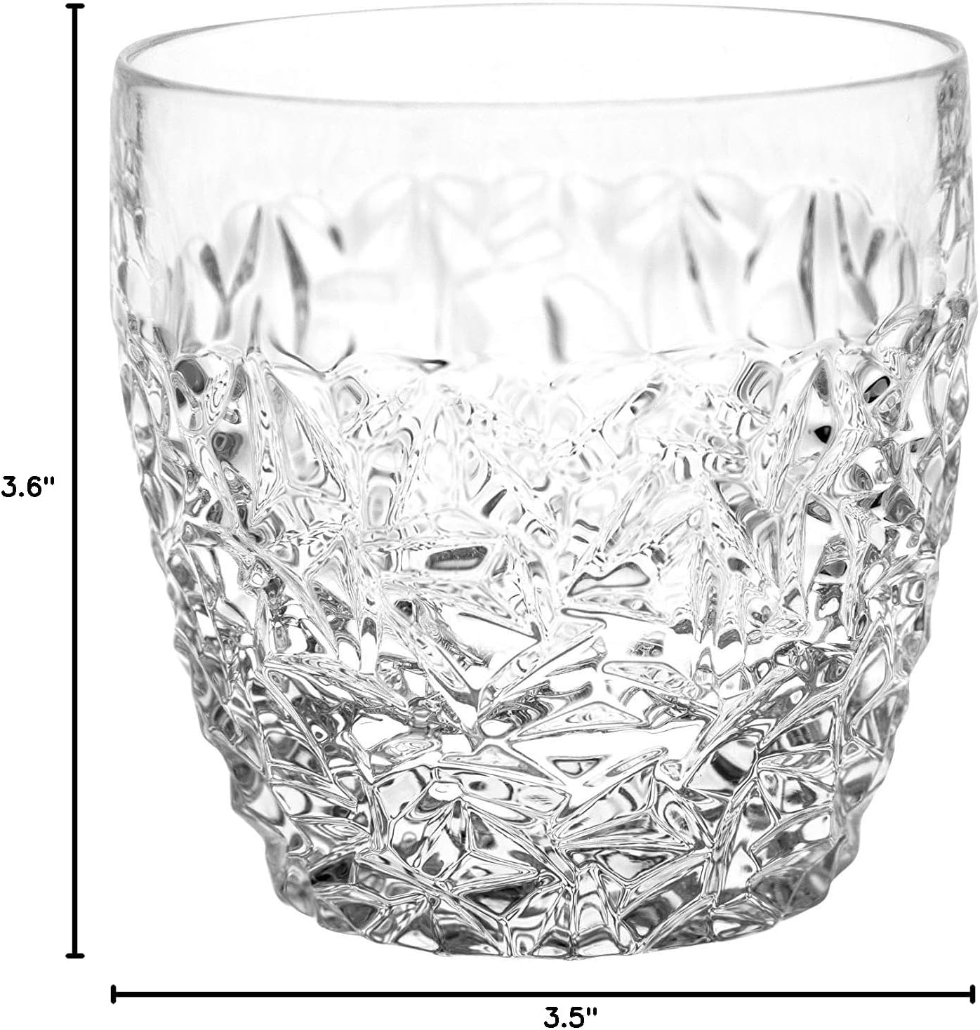 Barski Tumbler Glass - Double Old Fashioned - Set of 6 Glasses - Fully Designed DOF tumblers - For Whiskey - Bourbon - Water - Beverage - Drinking Glasses - 12 oz. - Crystal - Made in Europe