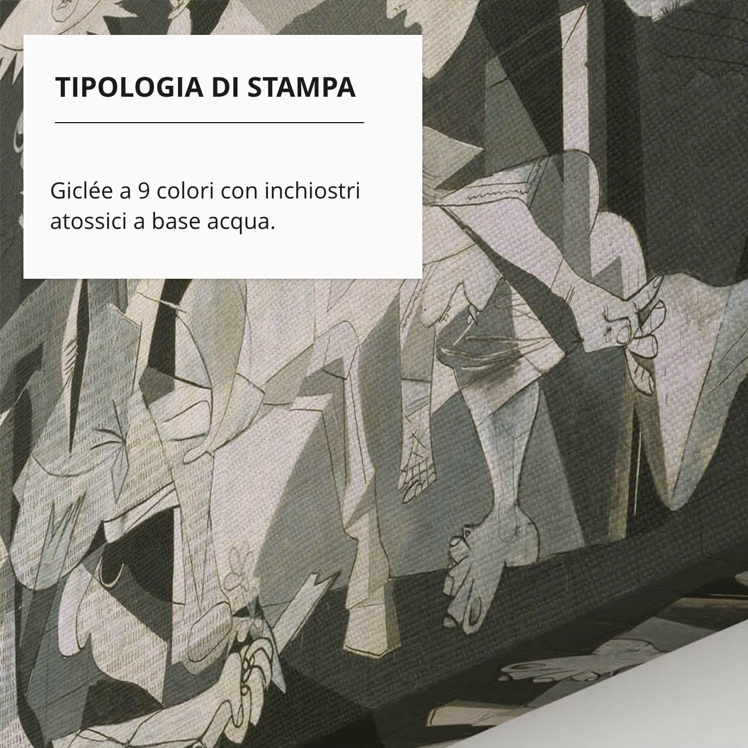 ShopArt Fine Art Prints Quadro - Pablo Picasso, Guernica - Stampa su Tela - Riproduzione Artigianale Digitalizzata - Pronto da Appendere, 80x160 cm