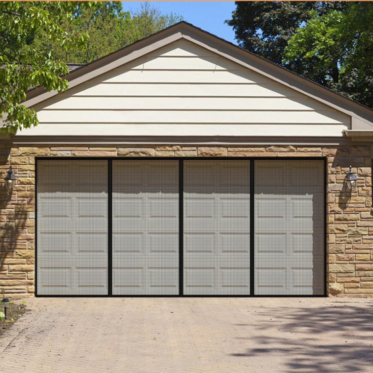 Großer Fenstervorhang, magnetisch, Anti-Moskito, magnetisch, Garage, Anti-Insekten-Türvorhang, stanzfrei, Vollnaht, weiß, B 310 cm x H 210 cm