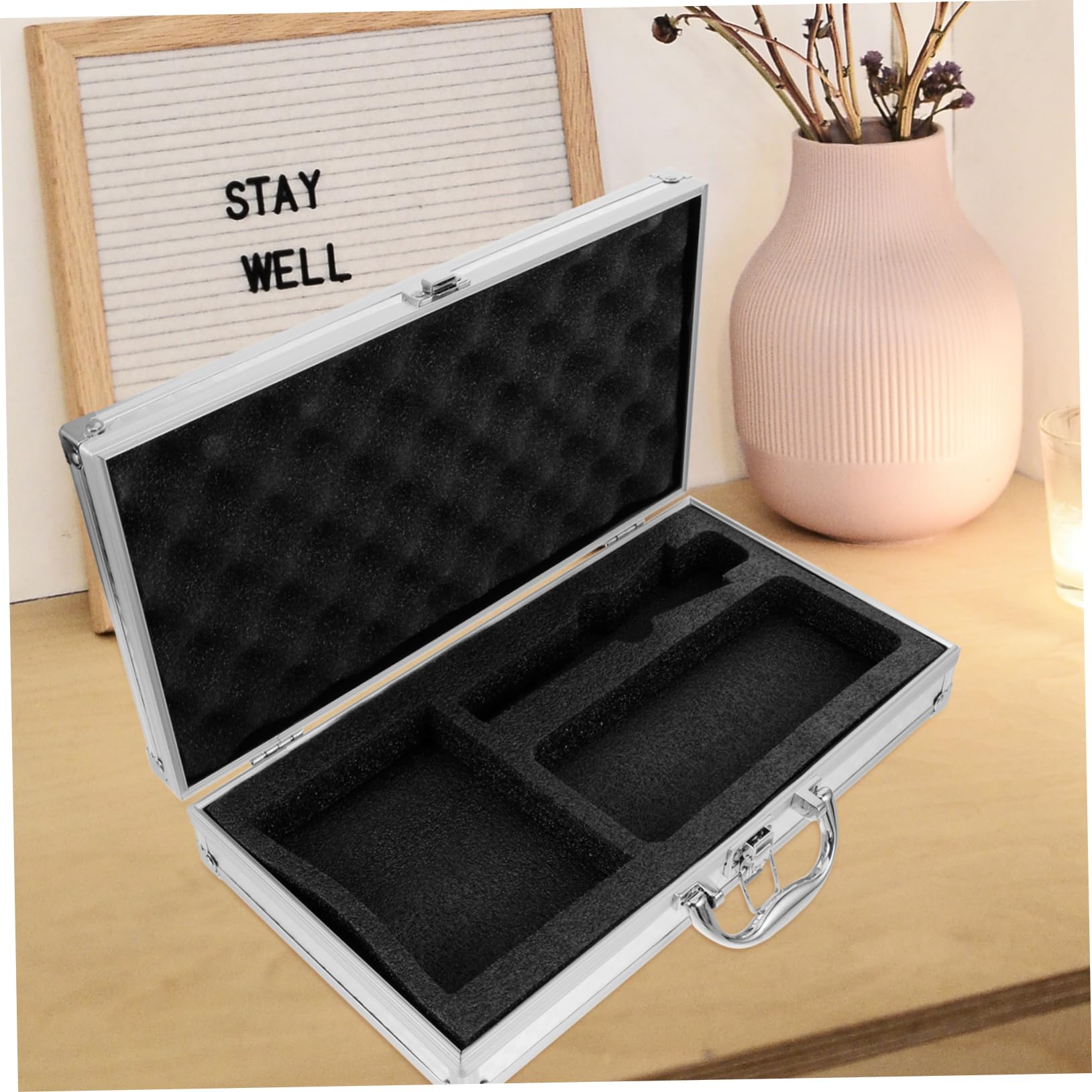 VANZACK Mic Case Handle Aluminum Suitcase for Safe Storage Holder Scratch-resistant Portable for Singers