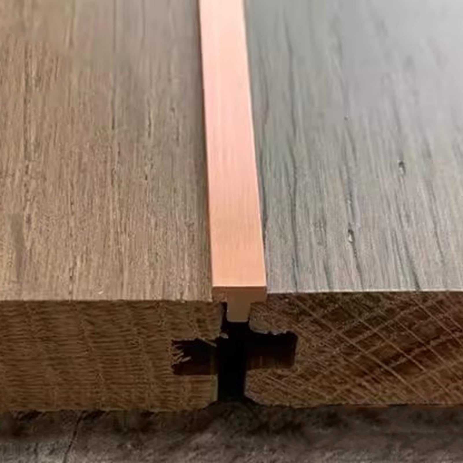 ZIMGOD Copper 5mm Floor Transition Strip Wood to Tile, T Molding Threshold Seam Cover, Vinyl Floors Divider Strip for Hardwood/Laminate Flooring/Concrete(5x5mm(0.2
